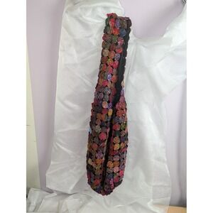 Boho Multicolor Thai Silk‎ yo-yo Floral Hobo Bag Purse Handcrafted Shoulder Bag